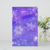 Festive Paarse Snowflake Stars kerstfeest Briefpapier (Staand voorkant)