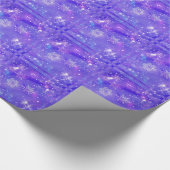 Festive Paarse Snowflake Stars kerstfeest Cadeaupapier (Hoek)