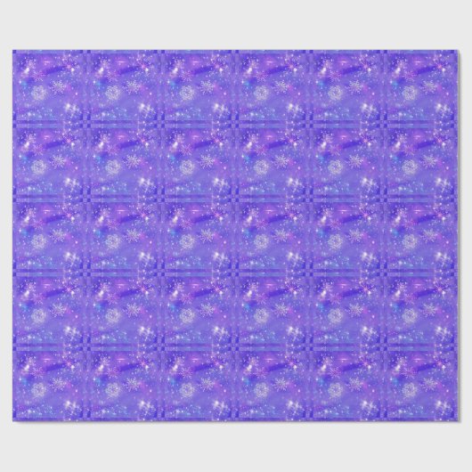 Festive Paarse Snowflake Stars kerstfeest Cadeaupapier (Vlak)