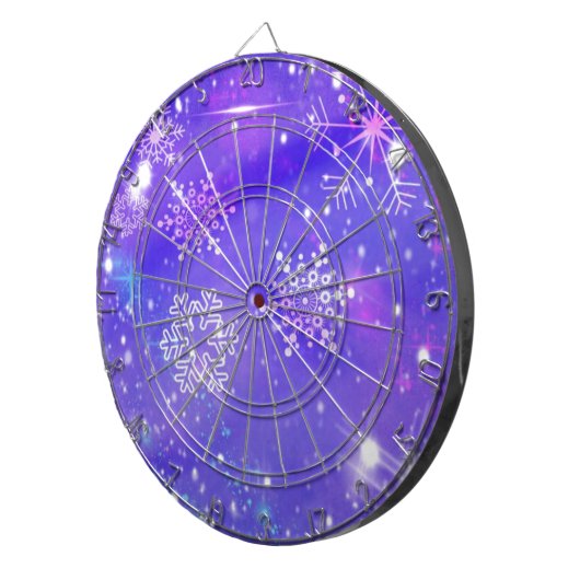 Festive Paarse Snowflake Stars kerstfeest Dartbord (Voorkant Rechts)