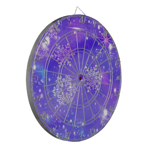 Festive Paarse Snowflake Stars kerstfeest Dartbord (Voorkant Links)