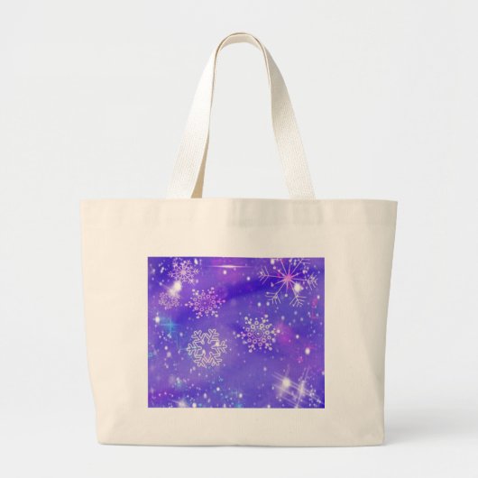 Festive Paarse Snowflake Stars kerstfeest Grote Tote Bag (Voorkant)
