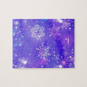 Festive Paarse Snowflake Stars kerstfeest Legpuzzel (Horizontaal)