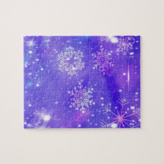 Festive Paarse Snowflake Stars kerstfeest Legpuzzel (Horizontaal)