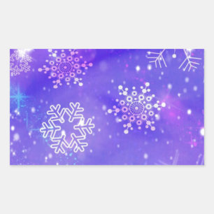 Festive Paarse Snowflake Stars kerstfeest Rechthoekige Sticker