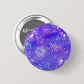 Festive Paarse Snowflake Stars kerstfeest Ronde Button 5,7 Cm (Voorkant /achterkant)
