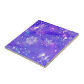 Festive Paarse Snowflake Stars kerstfeest Tegeltje (Zijkant)