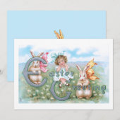 Festive paasbundels, kind- en groeteneten feestdagenkaart (Voorkant / Achterkant)