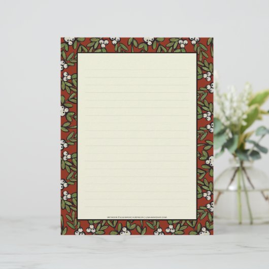 Festive Painted Mistletoe op Red Letterhead Briefhoofd Ontwerp (Staand voorkant)