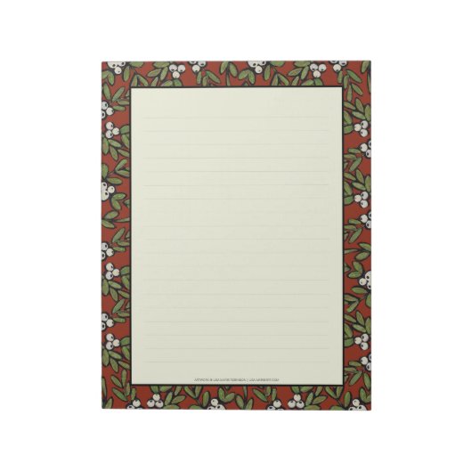 Festive Painted Mistletoe op rood groot Notitieblo Notitieblok (Linkerzijde)