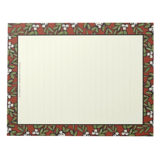 Festive Painted Mistletoe op rood groot Notitieblo Notitieblok (Voorkant)