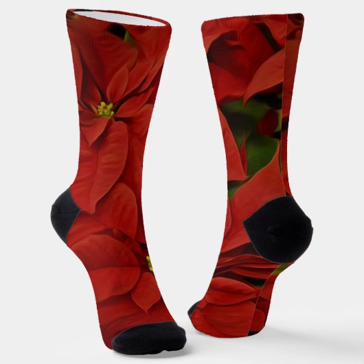 Festive Painted Red Poinsettia Crew Socks Sokken (Gebogen)