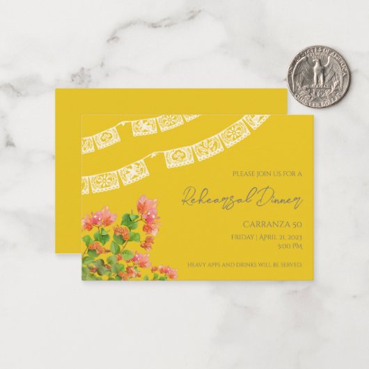 Festive Papel Picado Rehearsal Dinner Uitnodiging (Voorkant / Achterkant in situ)