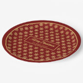 Festive Paper Plates Red Gold Christmas Snowflakes Papieren Bordje (Gekanteld)
