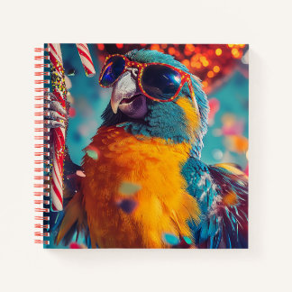Festive Parrot with Sunglasses Notitieboek