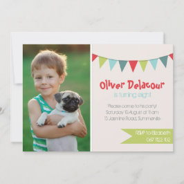 Festive Party Banner Photo Birthday Invitations Kaart
