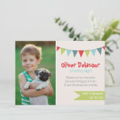 Festive Party Banner Photo Birthday Invitations Kaart (Staand voorkant)
