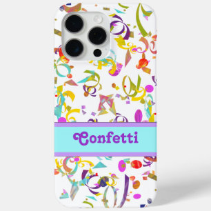 Festive Party Colorful Confetti Toss Over White iPhone 15 Pro Max Hoesje