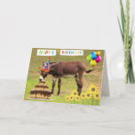 Festive Party Donkey Funny Birthday Kaart<br><div class="desc">Boven de gekke top met een gedenkwaardige verjaardagsviering. Pas de boodschap aan en geniet van een goede tijd! Foto ©Christine Greenspan. Gelicentieerde grafische kaart.</div>