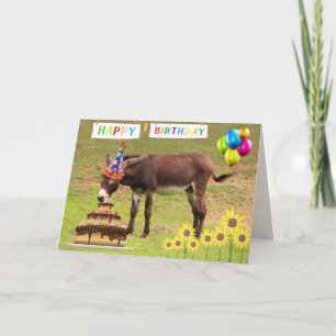 Festive Party Donkey Funny Birthday Kaart