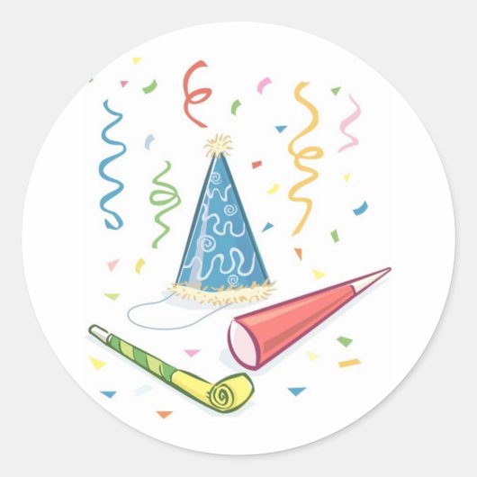 Festive Party Pet met Noisemakers Ronde Sticker (Voorkant)