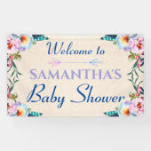 Festive Pastel Boho Floral Baby shower Welkom Spandoek (Horizontaal)