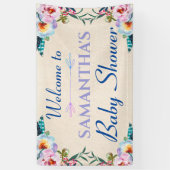 Festive Pastel Boho Floral Baby shower Welkom Spandoek (Verticaal)