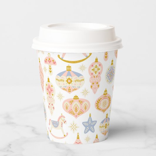 Festive Pastel Ornaments Paper cup Papieren Bekers (Voorkant)