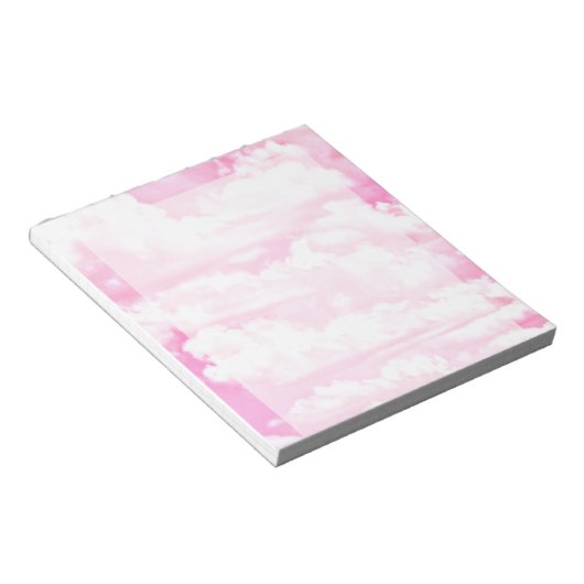 Festive Pastel Pink happy Clouds Notitieblok (Schuin)
