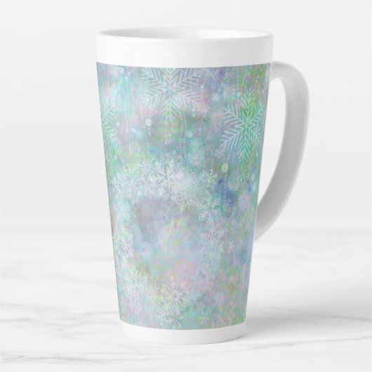 Festive Pastel Snowflake Design Latte Mok (Rechterhoek)