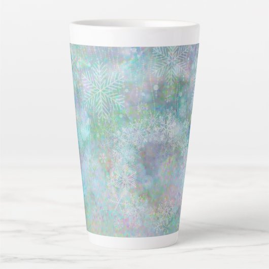 Festive Pastel Snowflake Design Latte Mok (Voorkant)