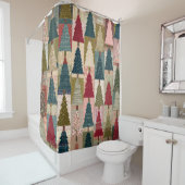 Festive Patchwork Christmas Tree Pattern (3) Douchegordijn (In situ)