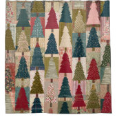 Festive Patchwork Christmas Tree Pattern (3) Douchegordijn (Voorkant)