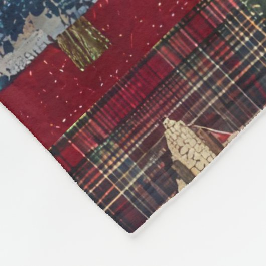 Festive Patchwork Christmas Tree Pattern (4) Fleece Deken (Hoek)