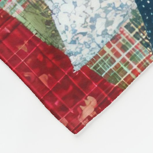 Festive Patchwork Christmas Tree Pattern Fleece Deken (Hoek)