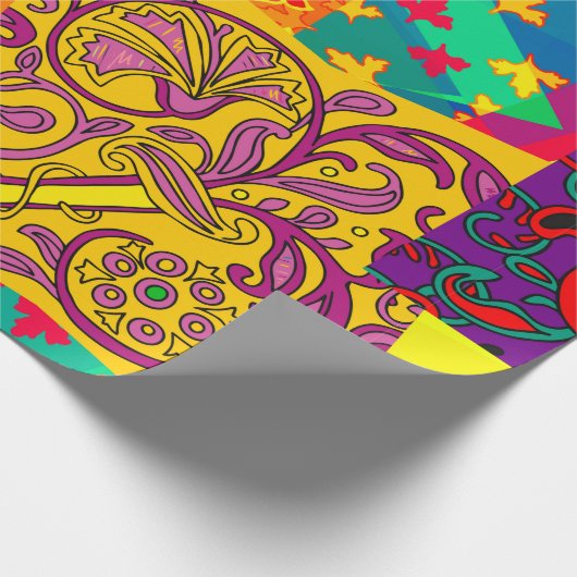 Festive patchwork in indian , turks , italiaans ,  cadeaupapier (Hoek)