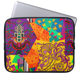 Festive patchwork in indian , turks , italiaans , laptop sleeve