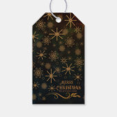 Festive Pattern BLACK GOLD Merry Christmas Cadeaulabel (Voorkant)