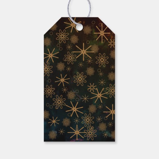 Festive Pattern BLACK GOLD Merry Christmas Cadeaulabel (Achterkant)