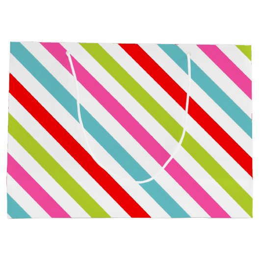Festive Pattern – Retro Holiday Stripes Groot Cadeauzakje (Achterkant)