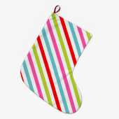 Festive Pattern – Retro Holiday Stripes Grote Kerstsok (Voorkant (Hangend))