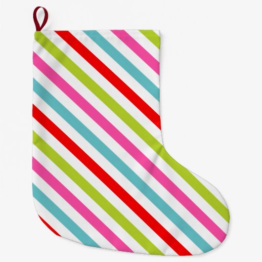 Festive Pattern – Retro Holiday Stripes Grote Kerstsok (Voorkant)