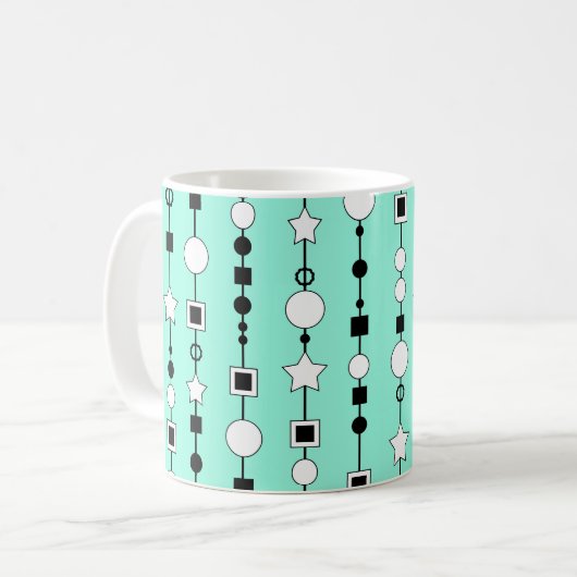 Festive pattern with string beads and jewelry star koffiemok (Voorkant links)