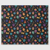 Festive Paw Prints & Party Treats Pet Anniversary Cadeaupapier (Vlak)