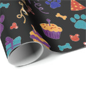 Festive Paw Prints & Party Treats Pet Anniversary Cadeaupapier (Rol Hoek)