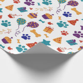 Festive Paw Prints & Party Treats Pet Anniversary Cadeaupapier (Hoek)