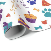Festive Paw Prints & Party Treats Pet Anniversary Cadeaupapier (Rol Hoek)
