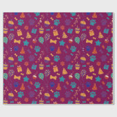 Festive Paw Prints & Party Treats Pet Anniversary Cadeaupapier (Vlak)