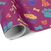 Festive Paw Prints & Party Treats Pet Anniversary Cadeaupapier (Rol Hoek)