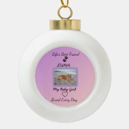 Festive Pawprint Holiday Keepsake Keramische Bal Ornament